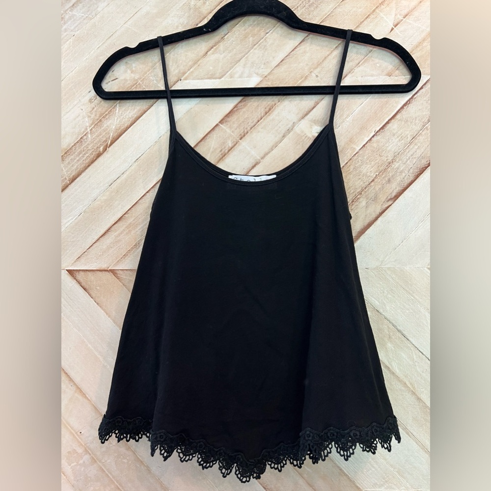 Stella Laguna Beach Black Lace Trim Tank Top